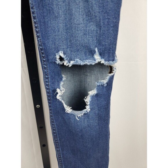 Free People Jeans Size 27x25 Skinny Leg Torn Distressed Stretch Denim Blue - Picture 7 of 11